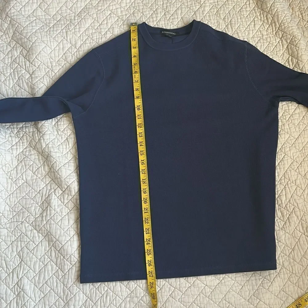 Banana Republic Men's Textured Double Knit Crew Pullover, Blue, Size Small, NWT